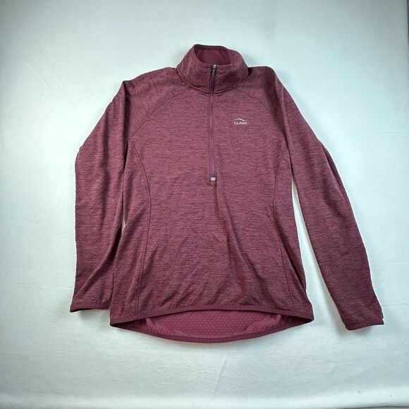 LL Bean Pullover Womens Size Small Red Adventure GRID FLEECE 1/4 Zip Midlayer - Picture 1 of 12